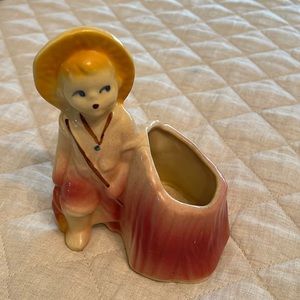 Vintage Shawnee Boy with Fishing Pole Figurine